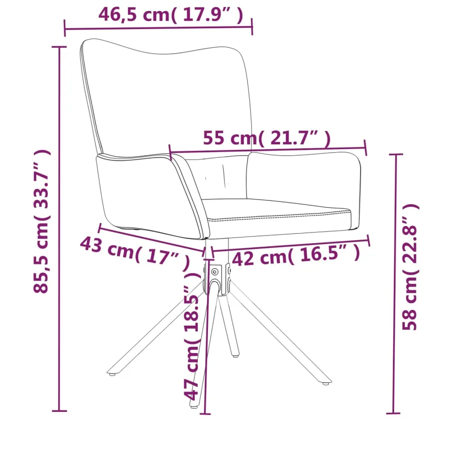 Chaises pivotantes à manger lot de 2 Gris clair Velours - 10