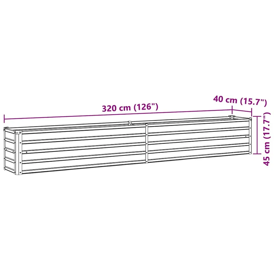 Lit surélevé de jardin Acier galvanisé 320x40x45 cm Vert - 8