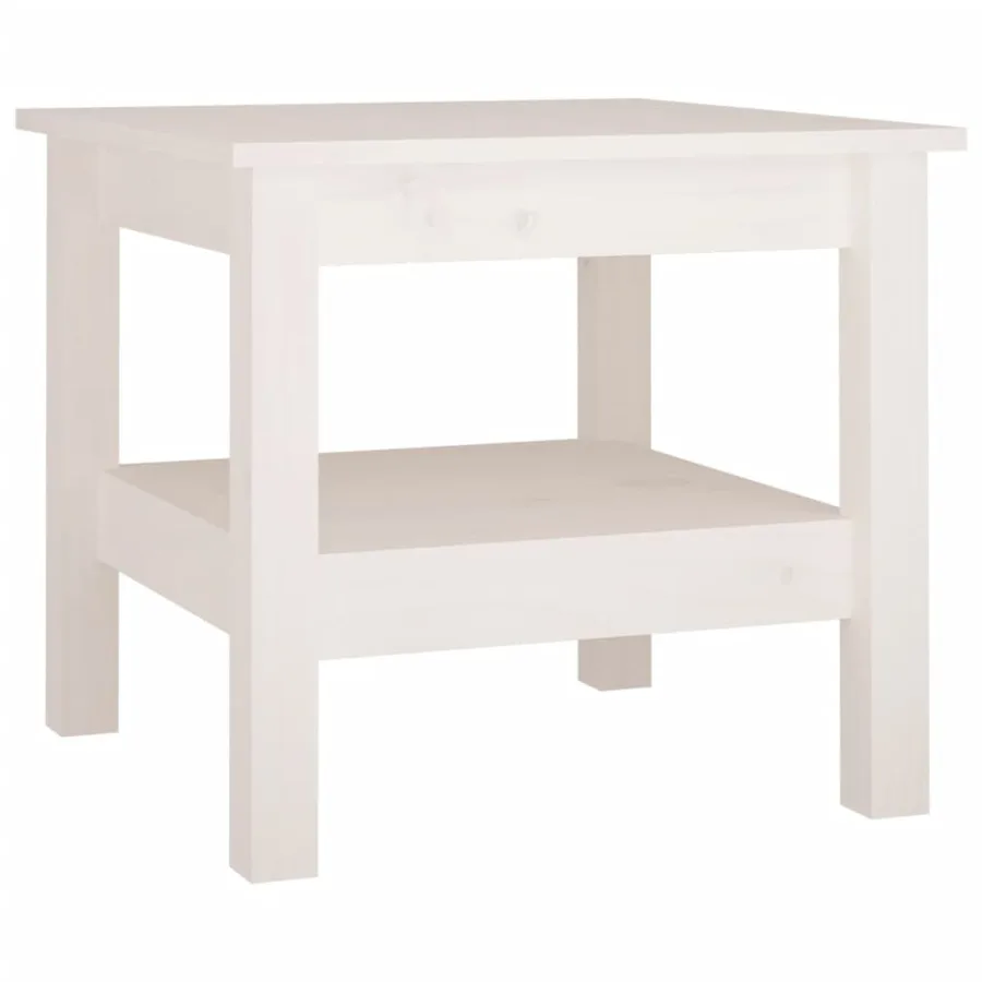 Table basse blanche 45 x 45 x 40 cm Bois de pin massif - 2
