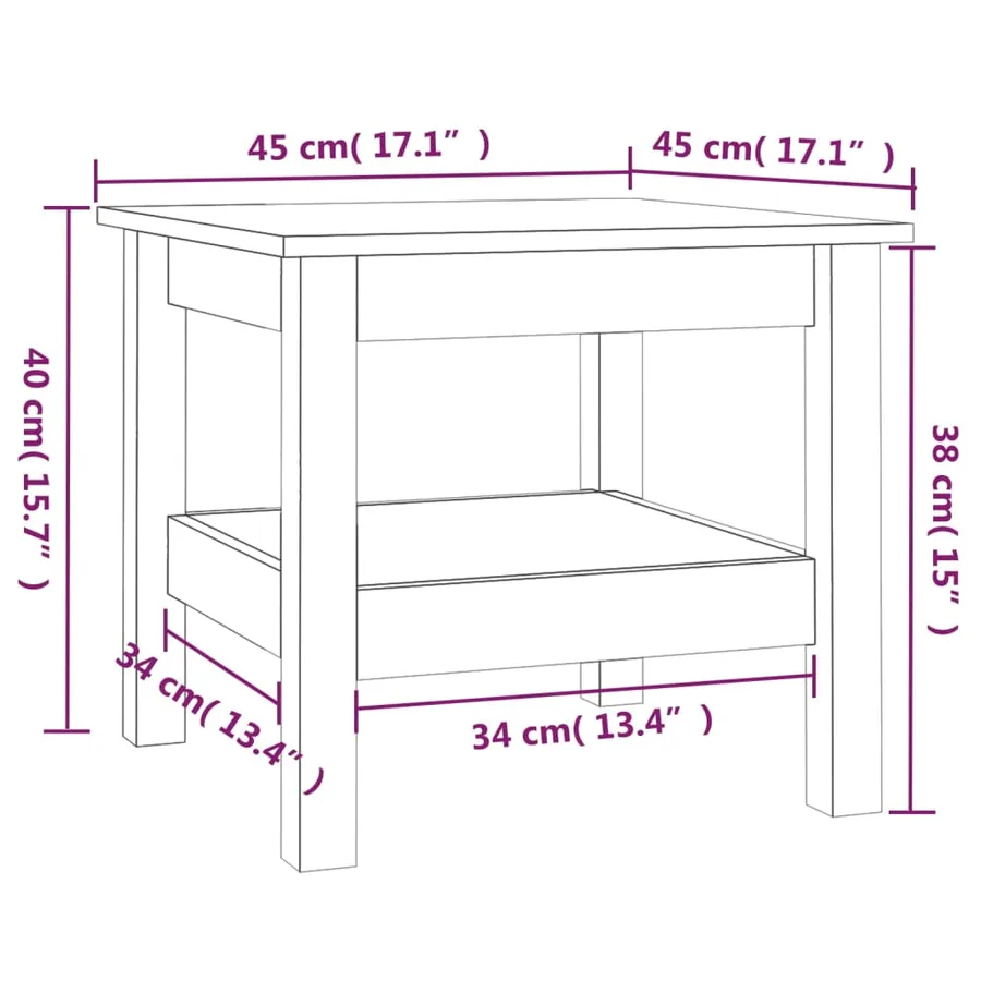 Table basse blanche 45 x 45 x 40 cm Bois de pin massif - 7