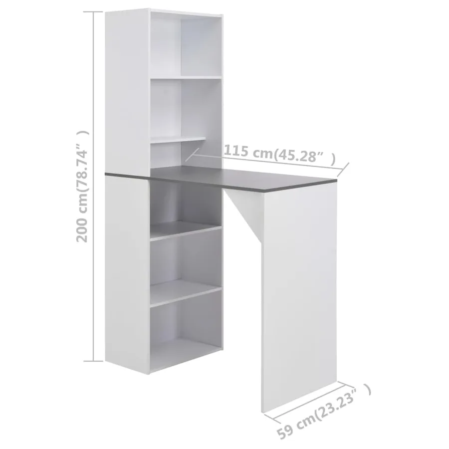 Table de bar avec armoire Blanc 115x59x200 cm - 6