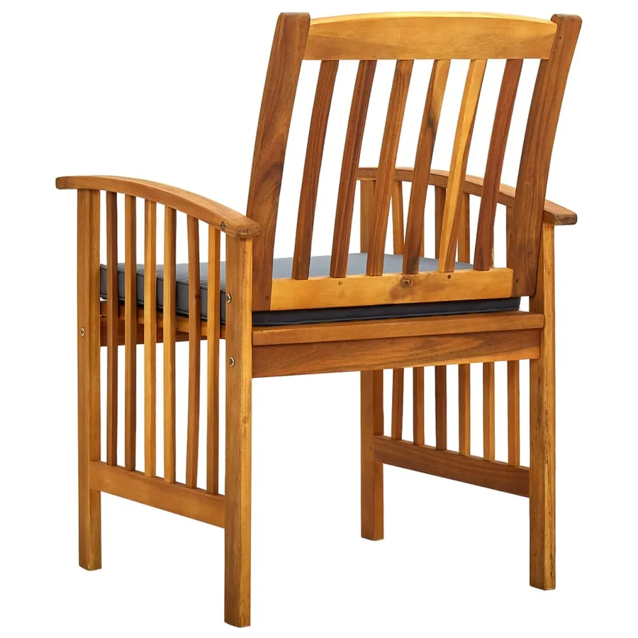 Chaises à manger de jardin lot de 2 et coussins acacia massif - 5