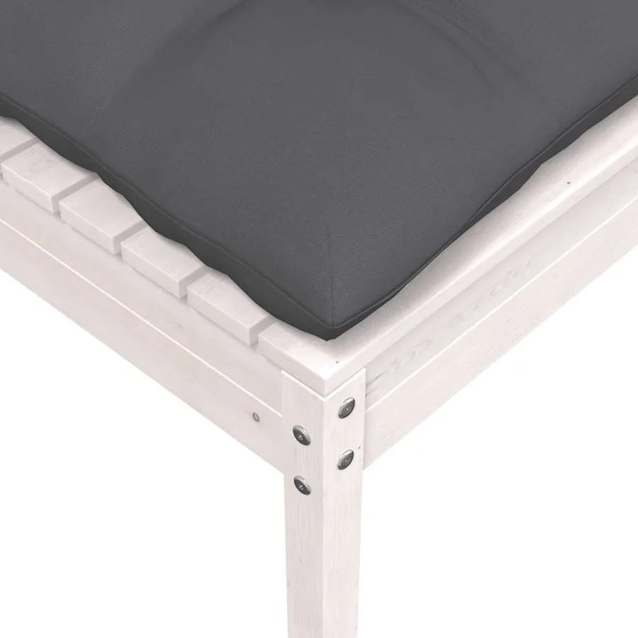 Repose-pied de jardin avec coussin anthracite Bois de pin blanc - 3
