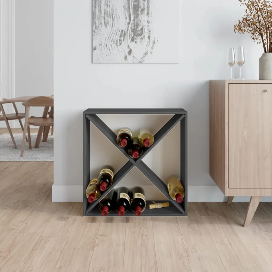 Armoire à vin Gris 62x25x62 cm Bois de pin massif - 3