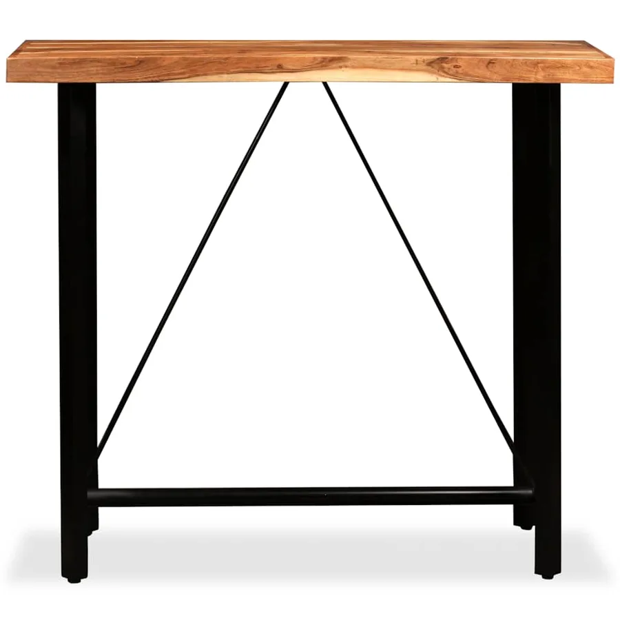Ensemble de bar 5 pcs Bois d'acacia Cuir véritable et toile - 3