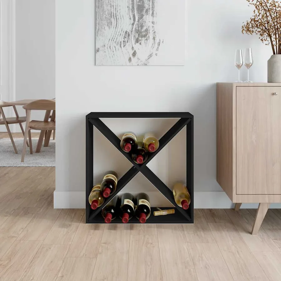 Armoire à vin Noir 62x25x62 cm Bois de pin massif - 3
