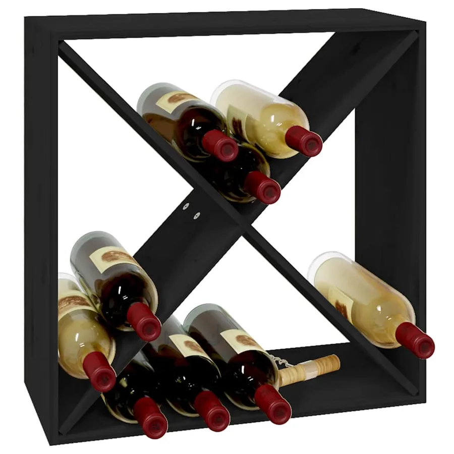 Armoire à vin Noir 62x25x62 cm Bois de pin massif - 6