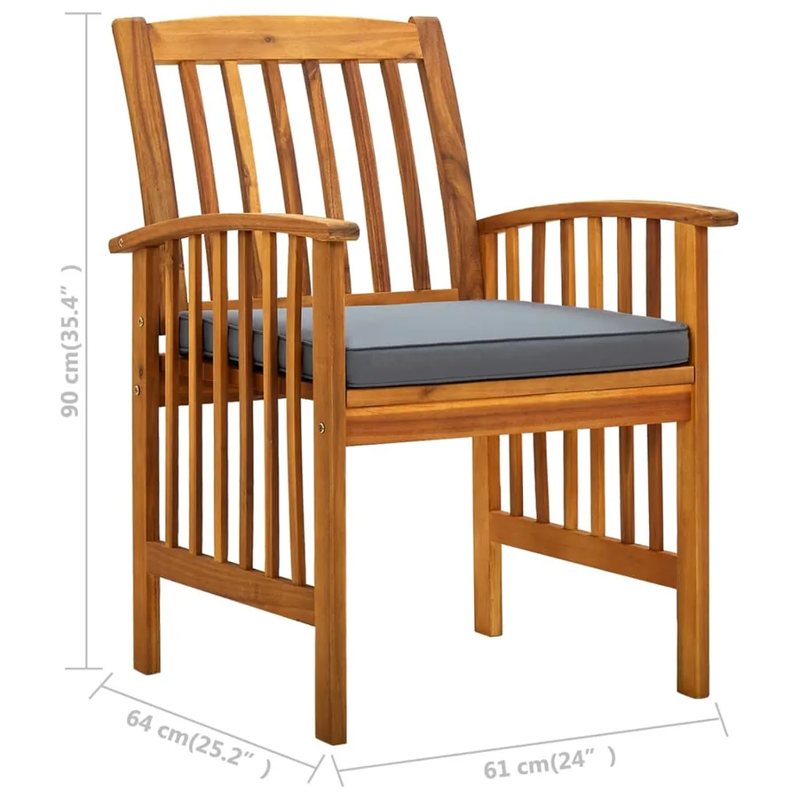 Ensemble de 6 chaises de jardin avec coussins en bois d'acacia massif - 9