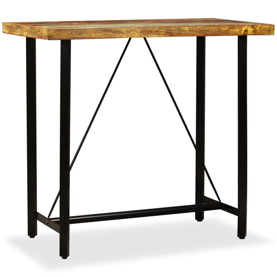 Table de bar Bois massif de récupération 120x60x107 cm - 12