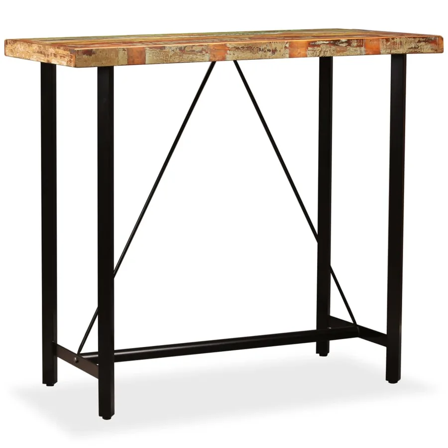Table de bar Bois massif de récupération 120x60x107 cm - 8