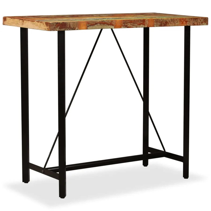 Table de bar Bois massif de récupération 120x60x107 cm - 9