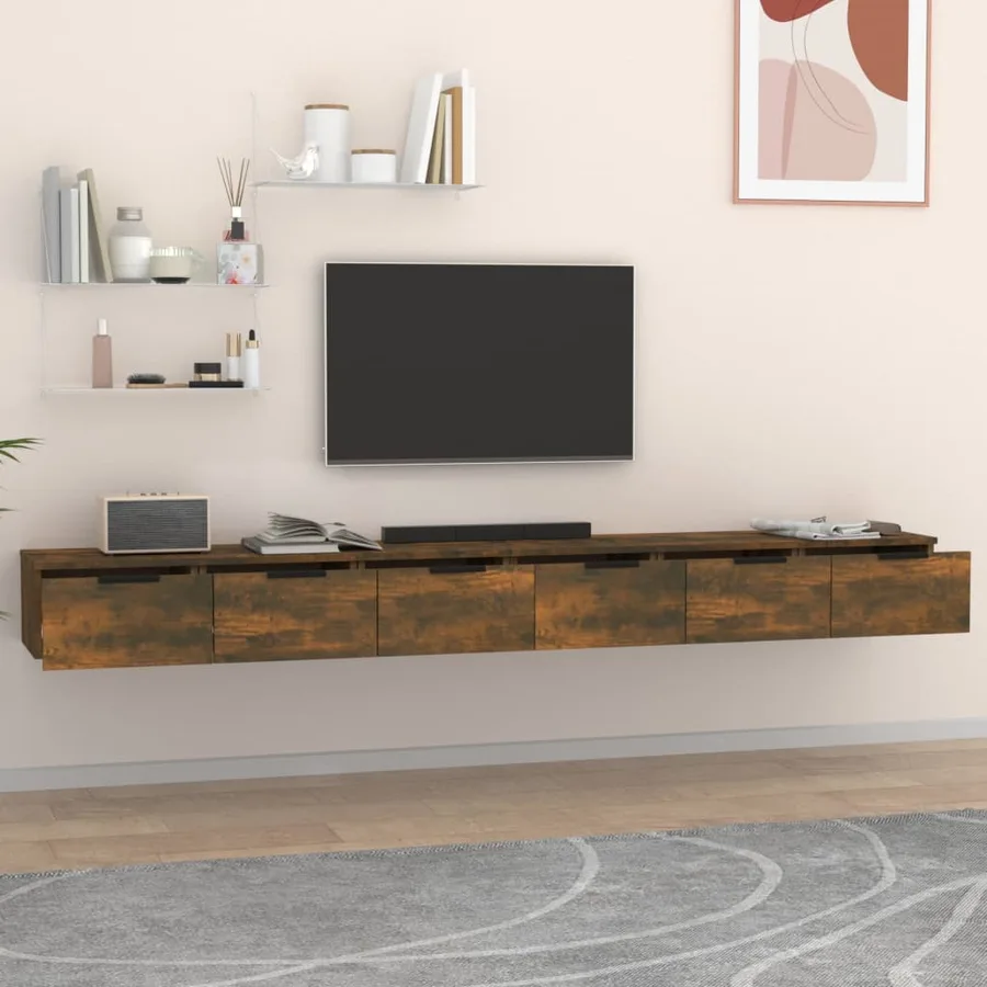 Armoires murales 2pcs Chêne fumé 102x30x20 cm Bois d'ingénierie - 3