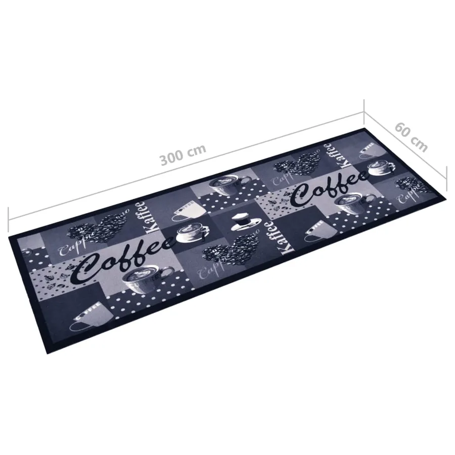 Tapis de cuisine lavable Bleu café 60x300 cm - 5