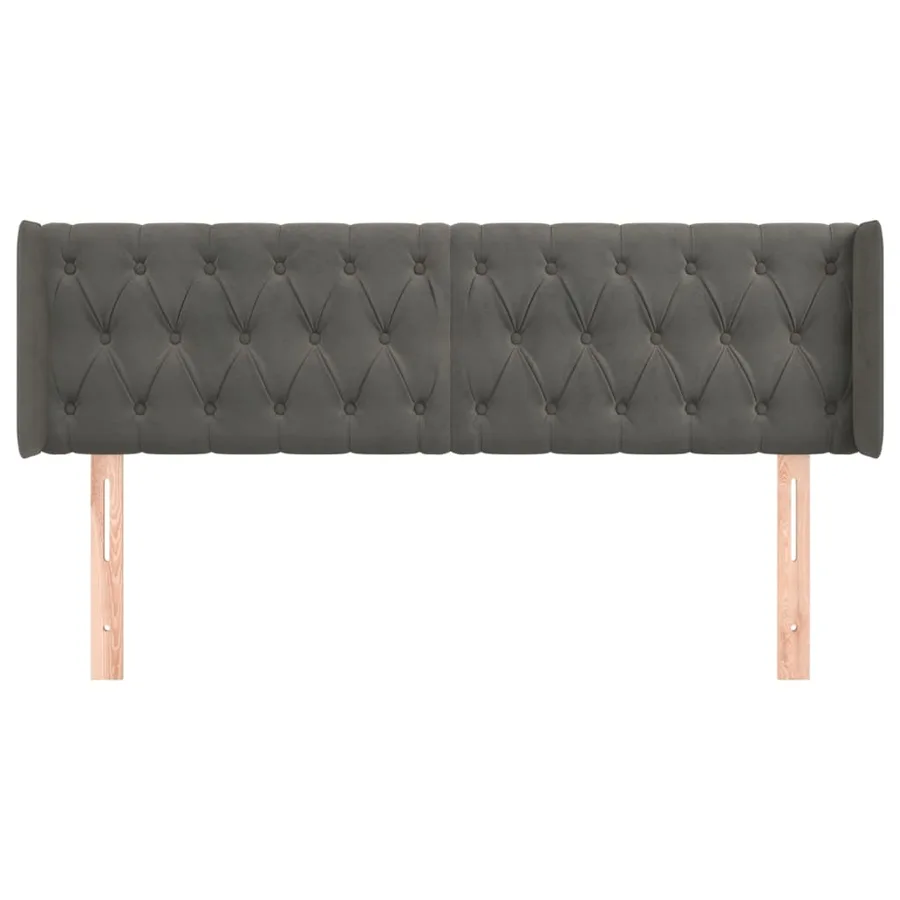 Tête de lit avec oreilles Gris foncé 147x16x78/88 cm Velours - 3