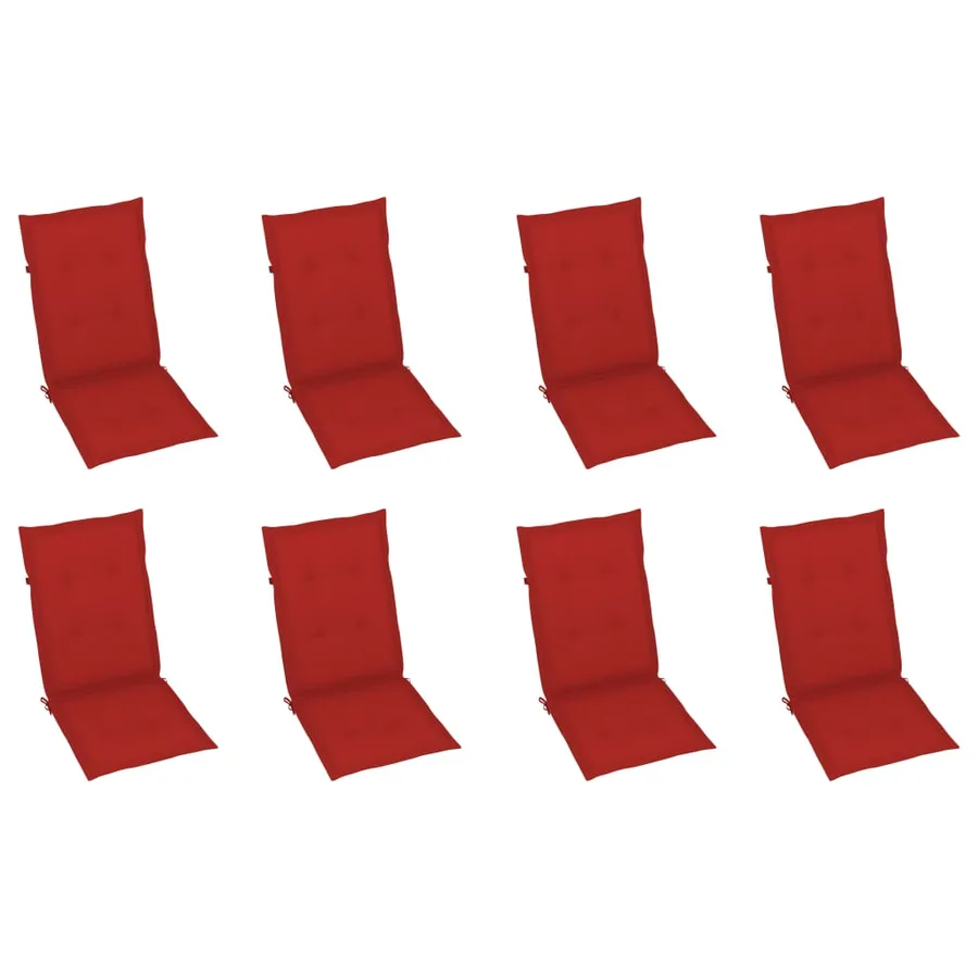 Chaises inclinables de jardin et coussins lot de 8 Teck solide - 5