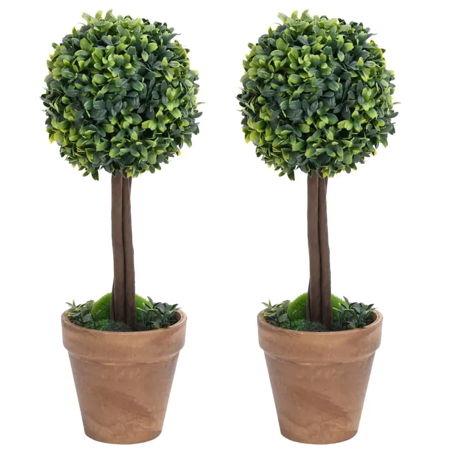 Plantes de buis artificiel 2 pcs avec pots Boule Vert 41 cm