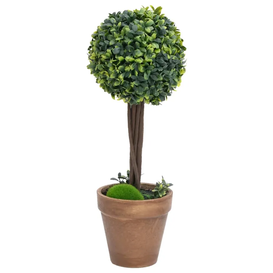 Plantes de buis artificiel 2 pcs avec pots Boule Vert 41 cm - 2