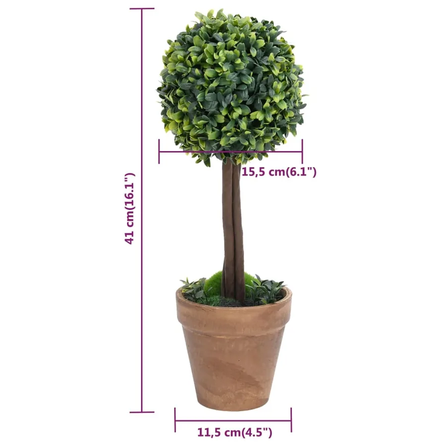 Plantes de buis artificiel 2 pcs avec pots Boule Vert 41 cm - 6