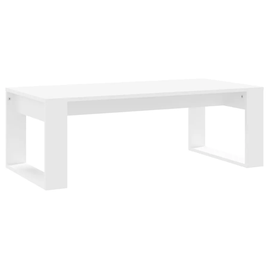 Table basse blanc 102x50x35 cm bois d'ingénierie - 2