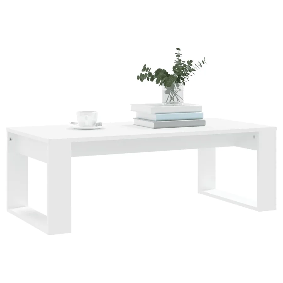 Table basse blanc 102x50x35 cm bois d'ingénierie - 3