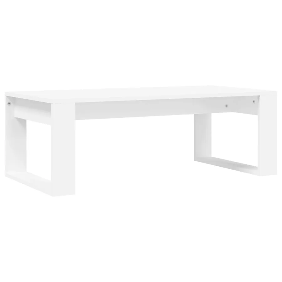 Table basse blanc 102x50x35 cm bois d'ingénierie - 6