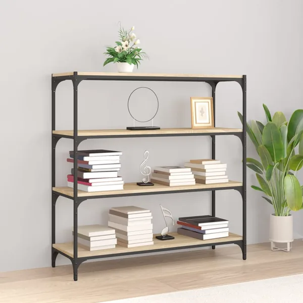 Meuble TV Chêne sonoma 100x33x100 cm Bois d'ingénierie et acier