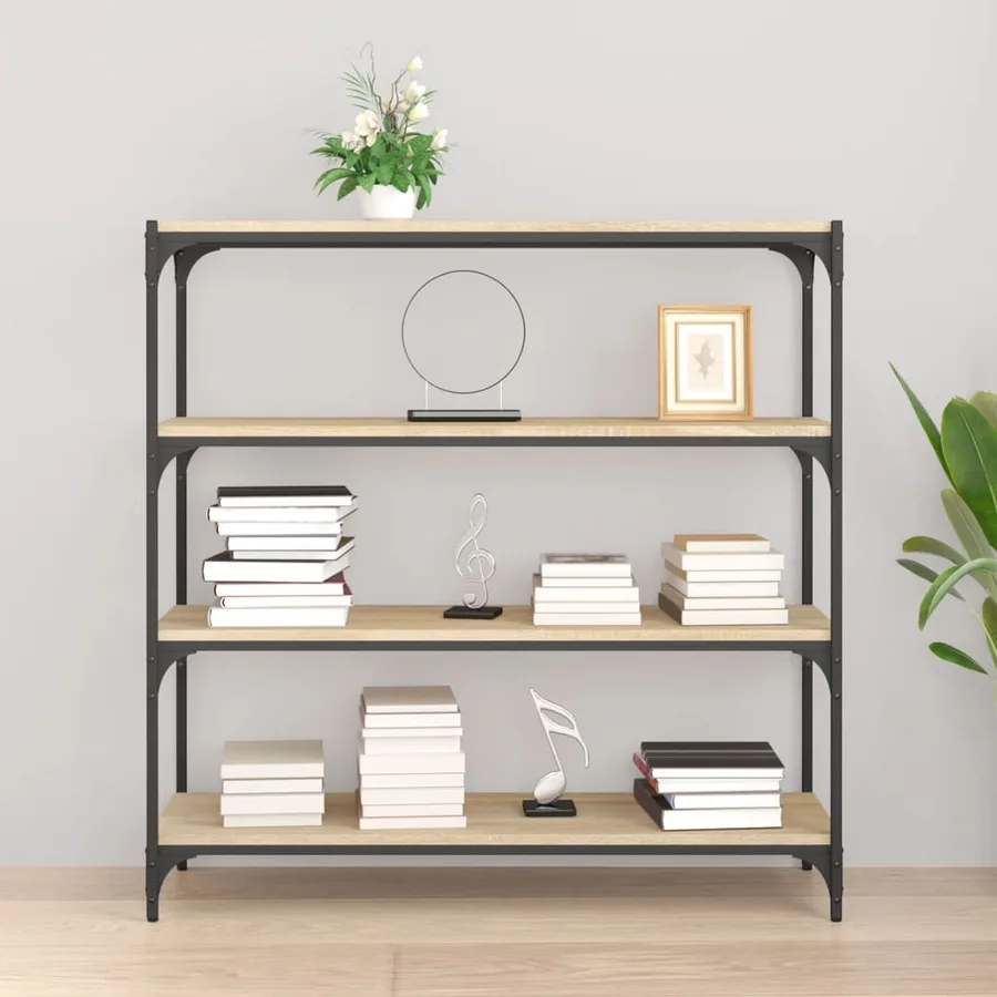 Meuble TV Chêne sonoma 100x33x100 cm Bois d'ingénierie et acier - 3