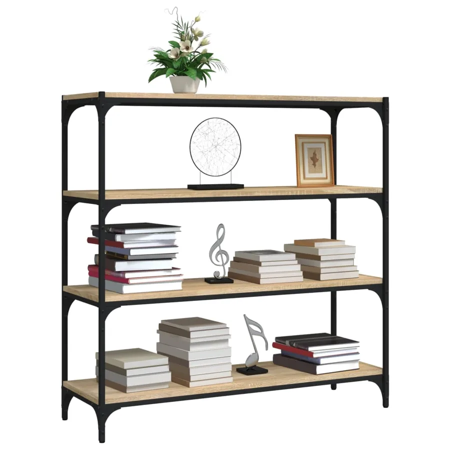 Meuble TV Chêne sonoma 100x33x100 cm Bois d'ingénierie et acier - 4
