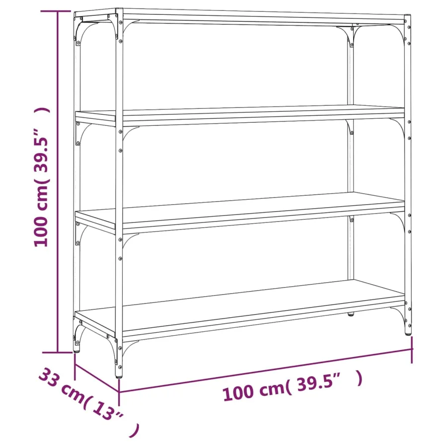 Meuble TV Chêne sonoma 100x33x100 cm Bois d'ingénierie et acier - 9