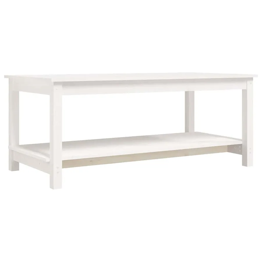 Table basse Blanc 110x55x45 cm Bois massif de pin - 2