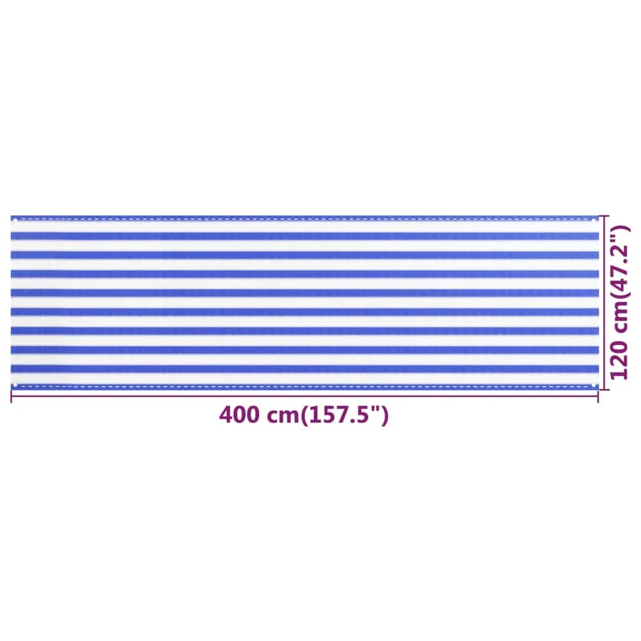 Écran de balcon Bleu et blanc 120x400 cm PEHD - 5