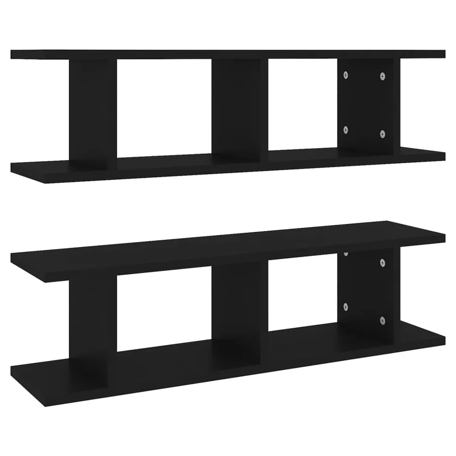 Étagères murales 2 pcs Noir 75x18x20 cm bois d'ingénierie - 2