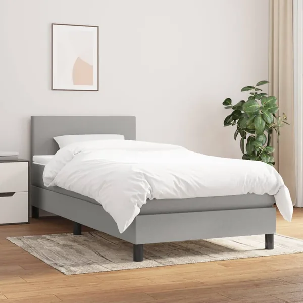 Sommier à lattes de lit et matelas Gris clair 90x190 cm Tissu
