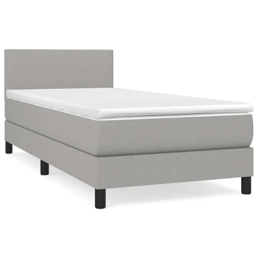 Sommier à lattes de lit et matelas Gris clair 90x190 cm Tissu - 2