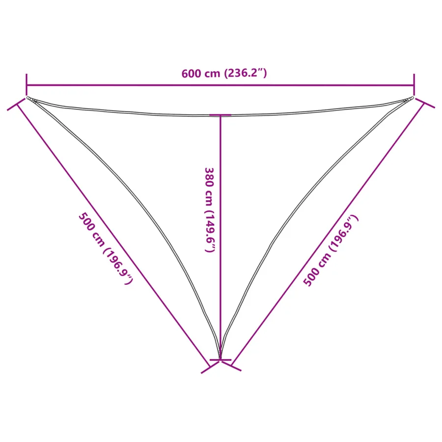 Voile de parasol tissu oxford triangulaire 5x5x6 m marron - 10