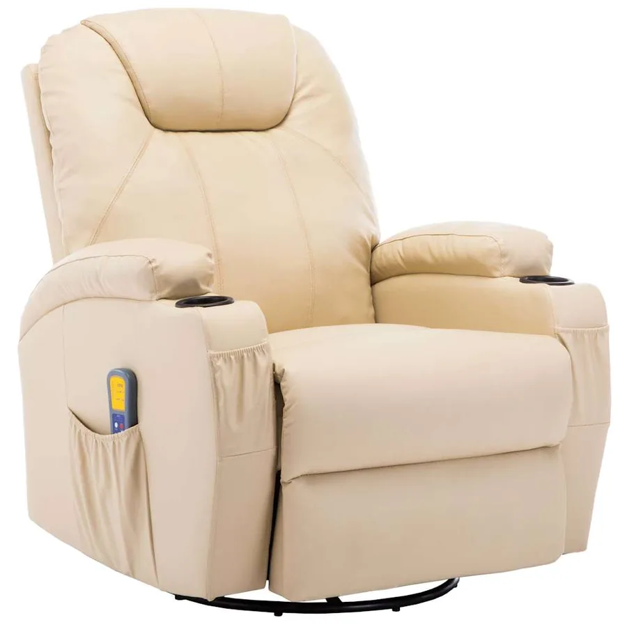 Fauteuil à bascule de massage Crème Similicuir - 2