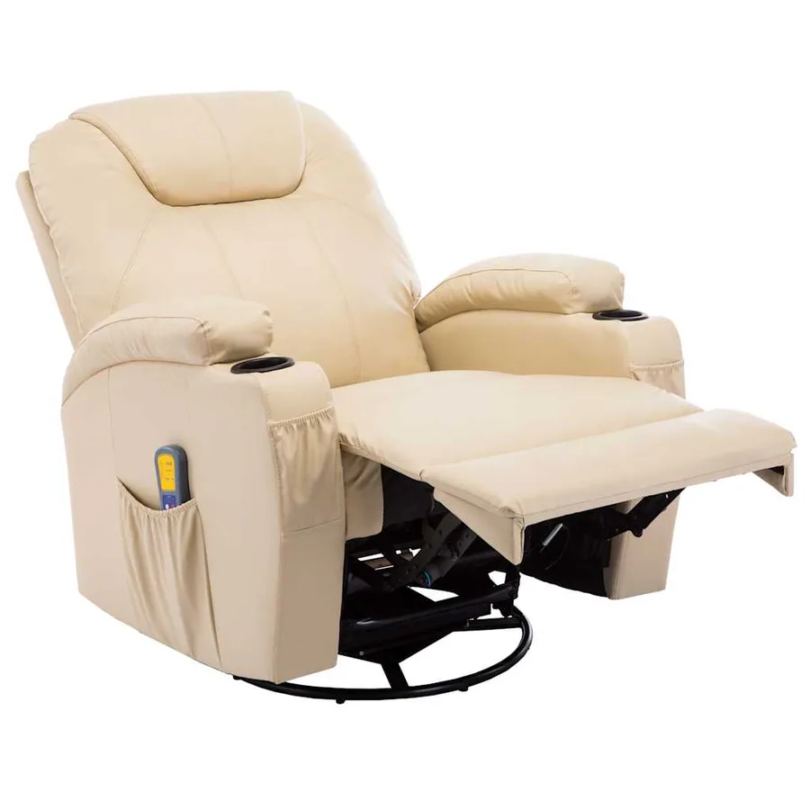 Fauteuil à bascule de massage Crème Similicuir - 4