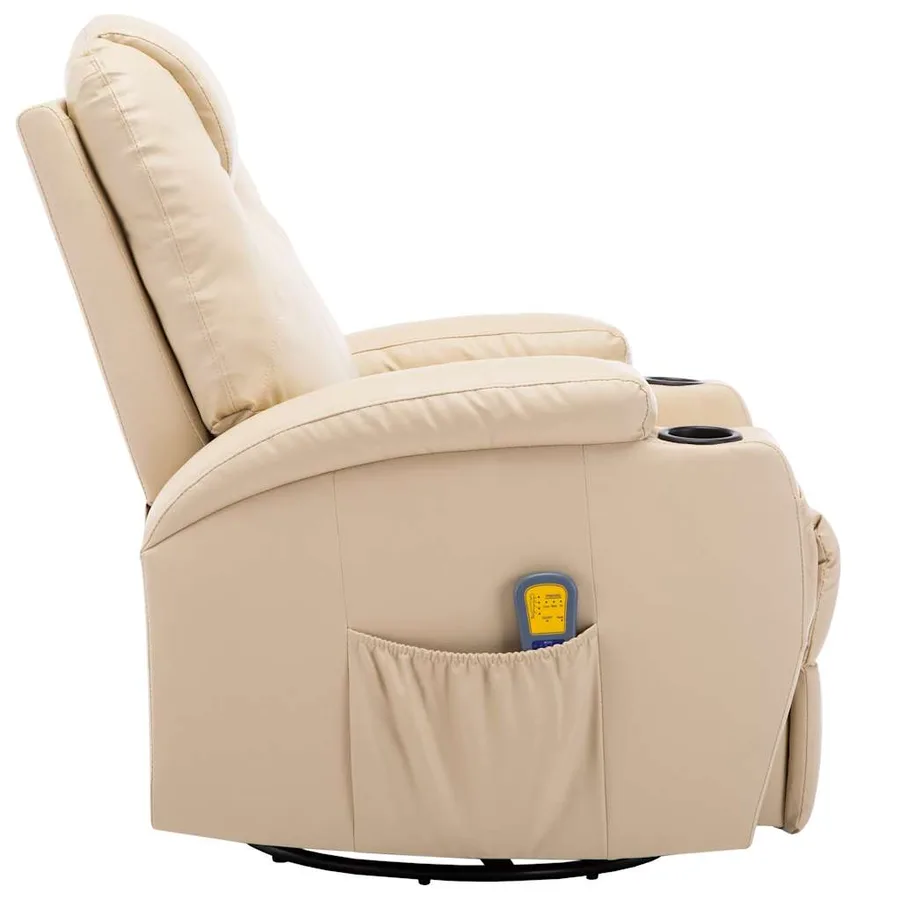 Fauteuil à bascule de massage Crème Similicuir - 5