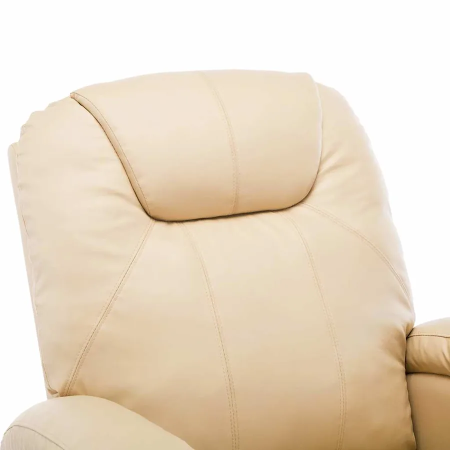 Fauteuil à bascule de massage Crème Similicuir - 9