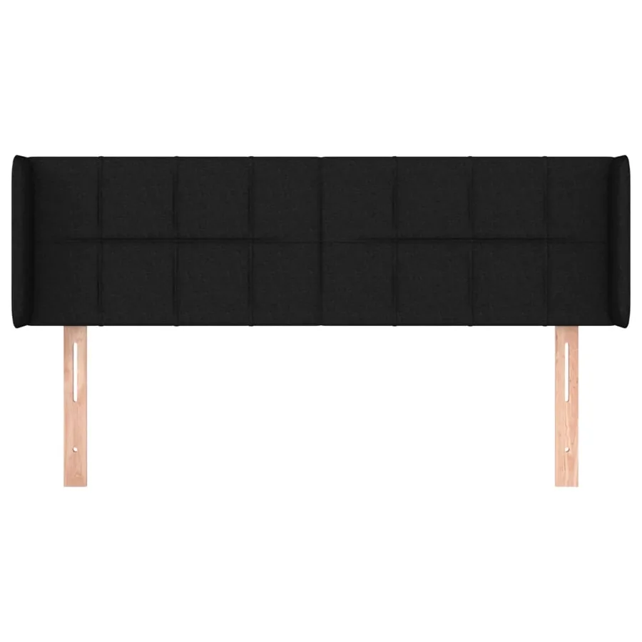 Tête de lit avec oreilles Noir 147x16x78/88 cm Tissu - 3