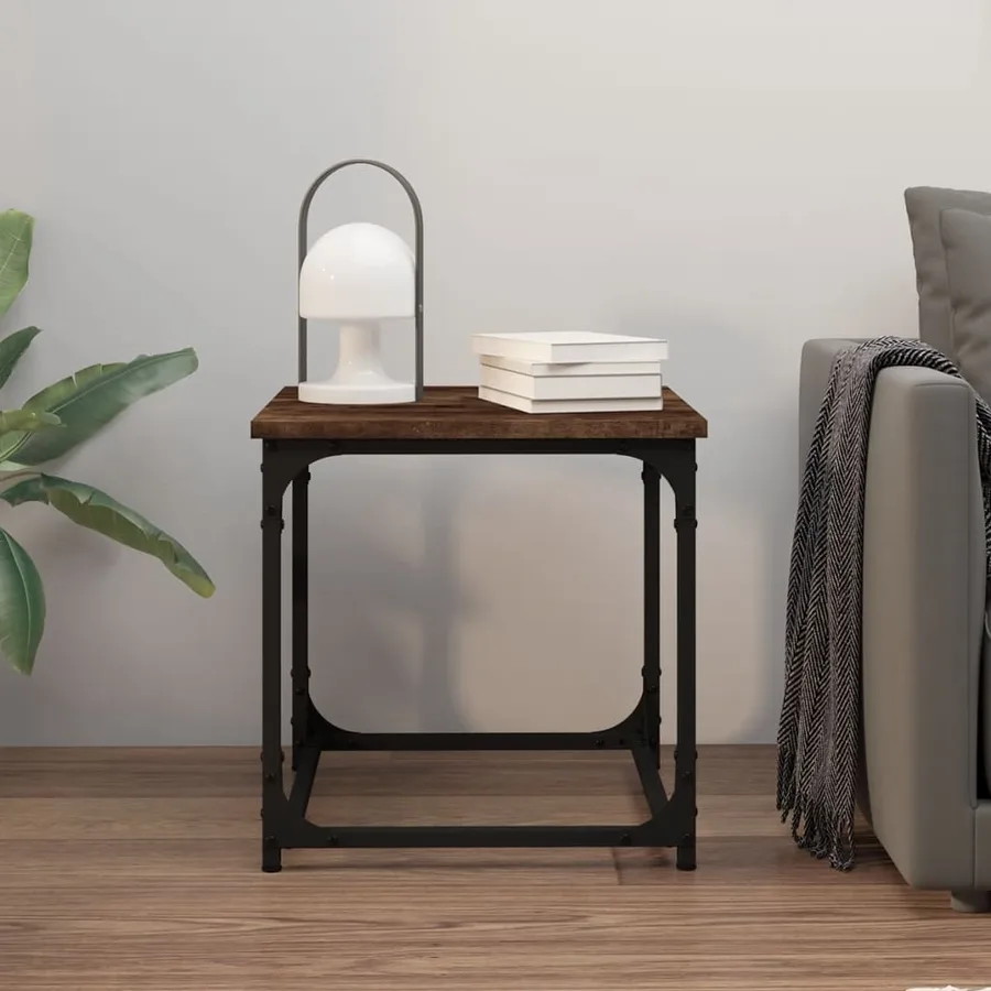 Table d'appoint Chêne fumé 40x40x40 cm Bois d'ingénierie - 3