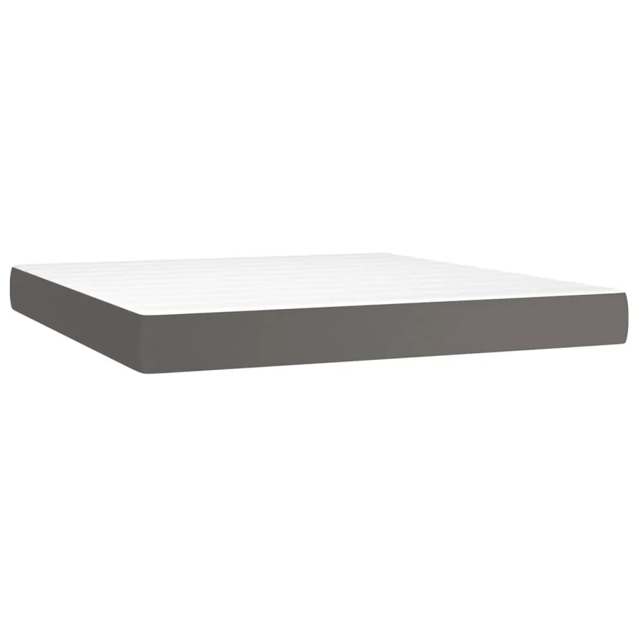 Sommier à lattes de lit avec matelas Gris 180x200 cm Similicuir - 5