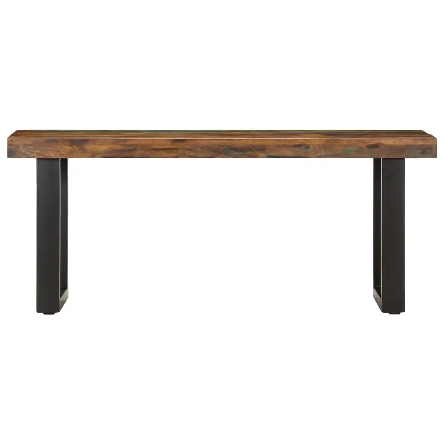 Banc 110 cm Bois de récupération solide et acier - 2