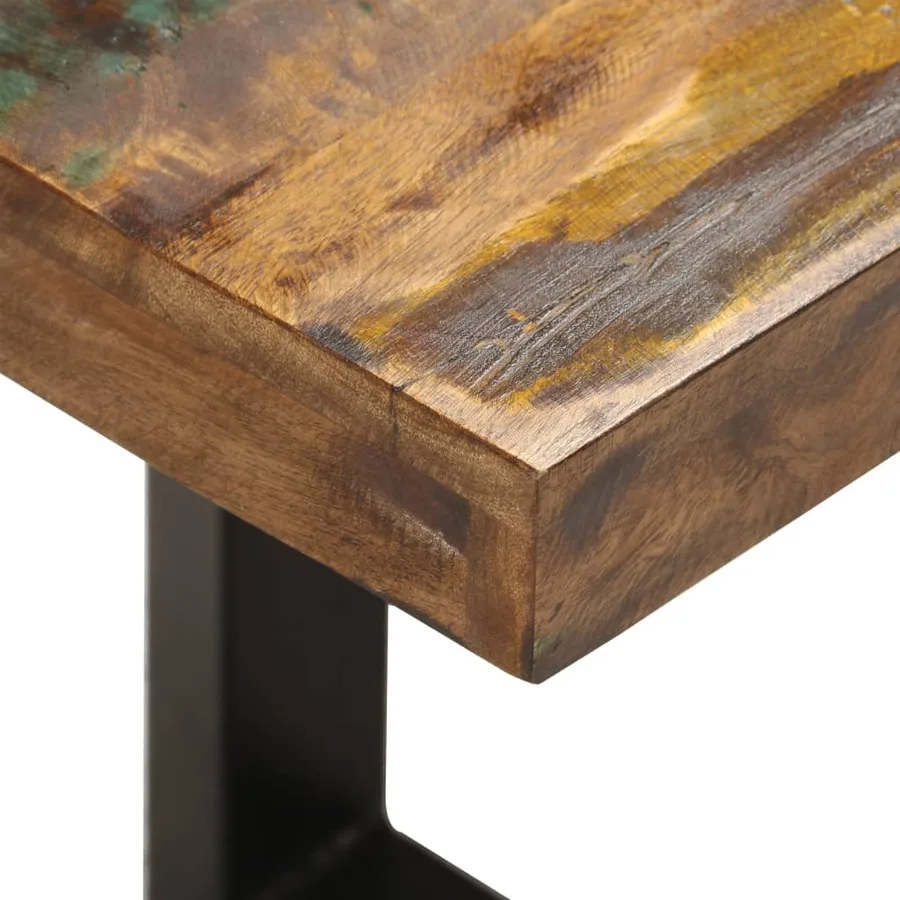 Banc 110 cm Bois de récupération solide et acier - 4