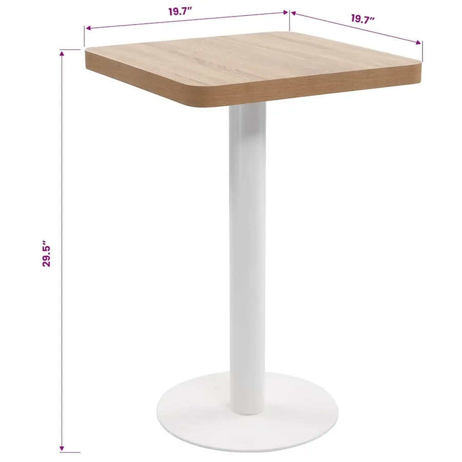 Table de bistro Marron clair 50x50 cm MDF - 7