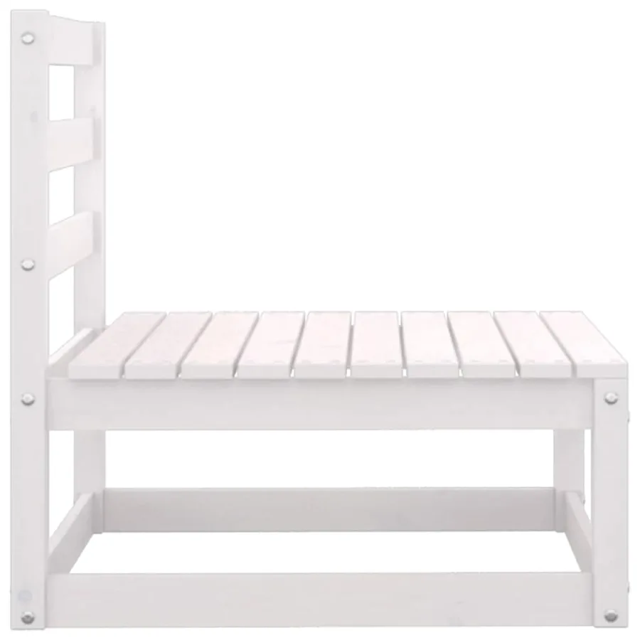 Salon de jardin 3 pcs avec coussins Blanc Bois de pin massif - 4