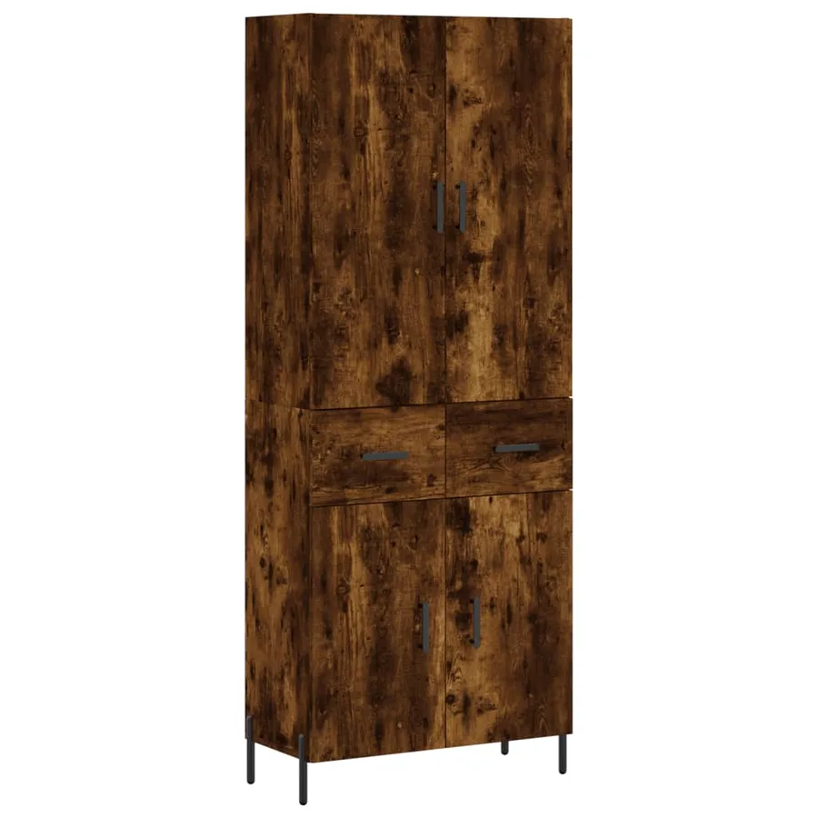 Buffet haut Chêne fumé 69,5x34x180 cm Bois d'ingénierie - 2