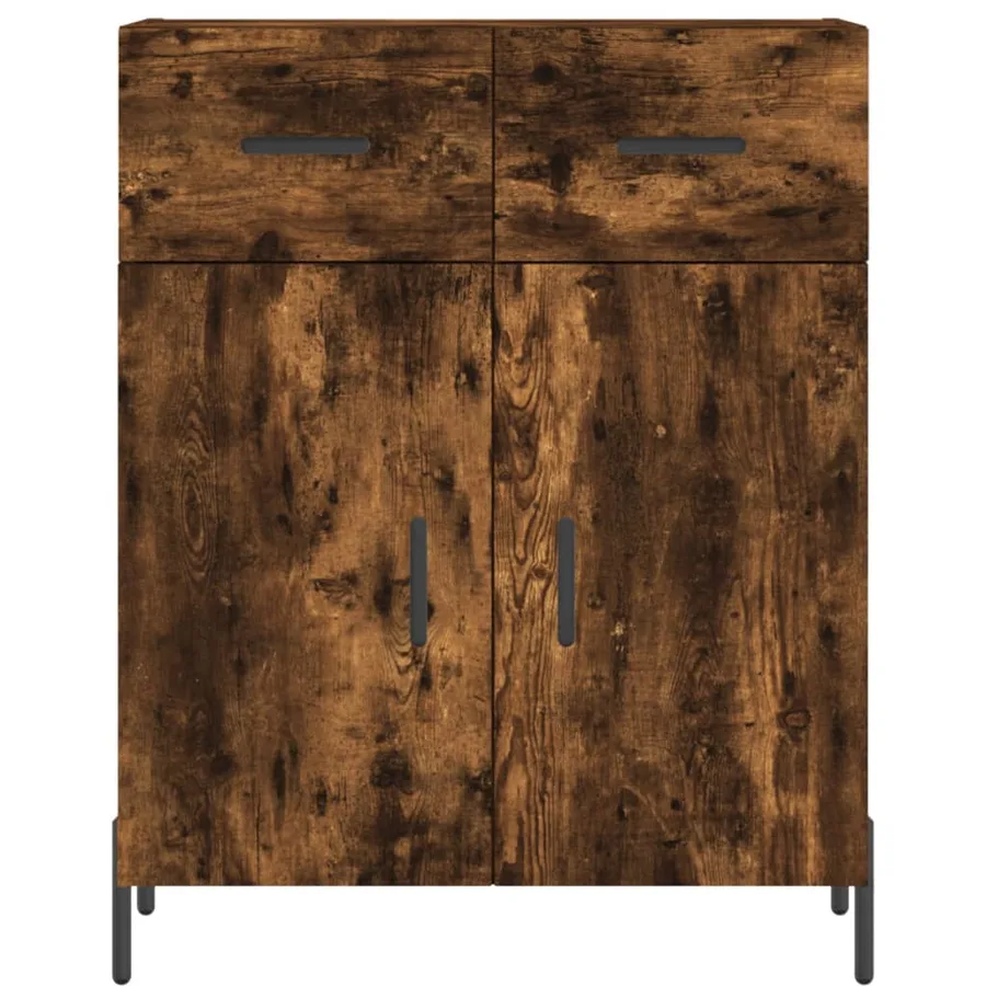Buffet haut Chêne fumé 69,5x34x180 cm Bois d'ingénierie - 8