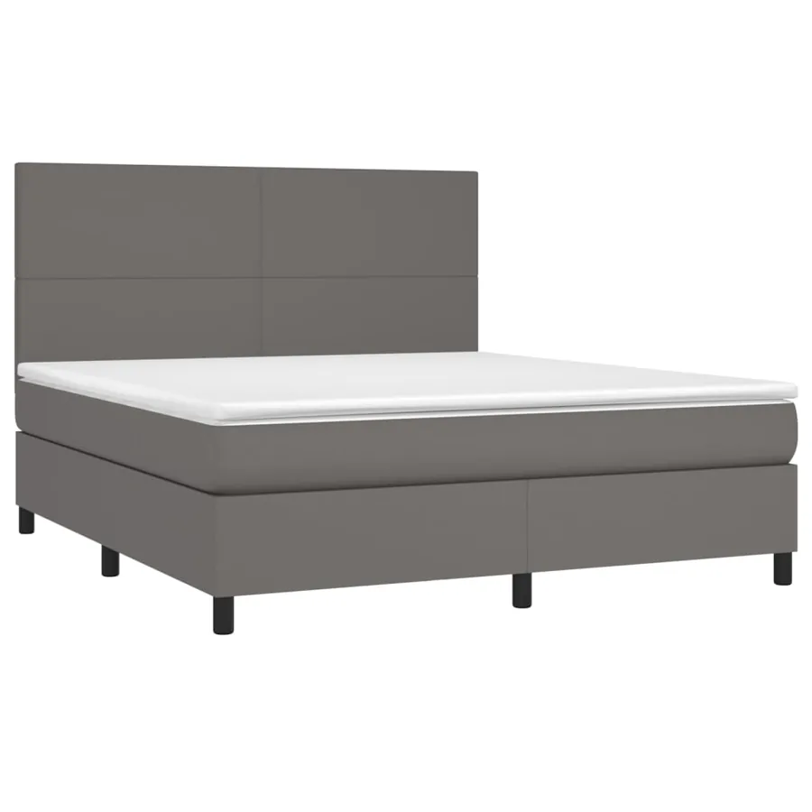 Sommier à lattes de lit avec matelas et LED Gris 180x200 cm - 3