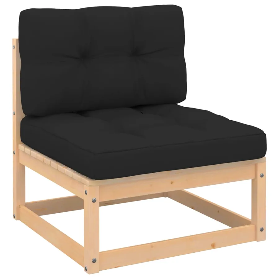 Salon de jardin 3 pcs avec coussins Bois de pin massif - 4
